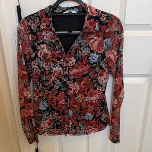 Floral Mesh Long Sleeve Top